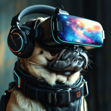 1x1_A_pug_dog__wearing_a_headset__VR_1